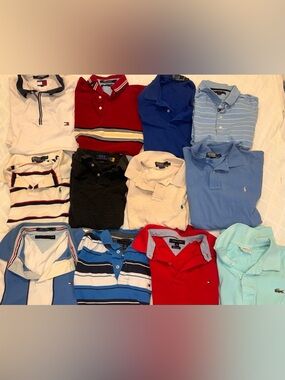 VTG 90/0’s Men's Shirt Lot 13pc Polo Ralph Lauren Tommy Hilfiger Lacoste Sz L/XL